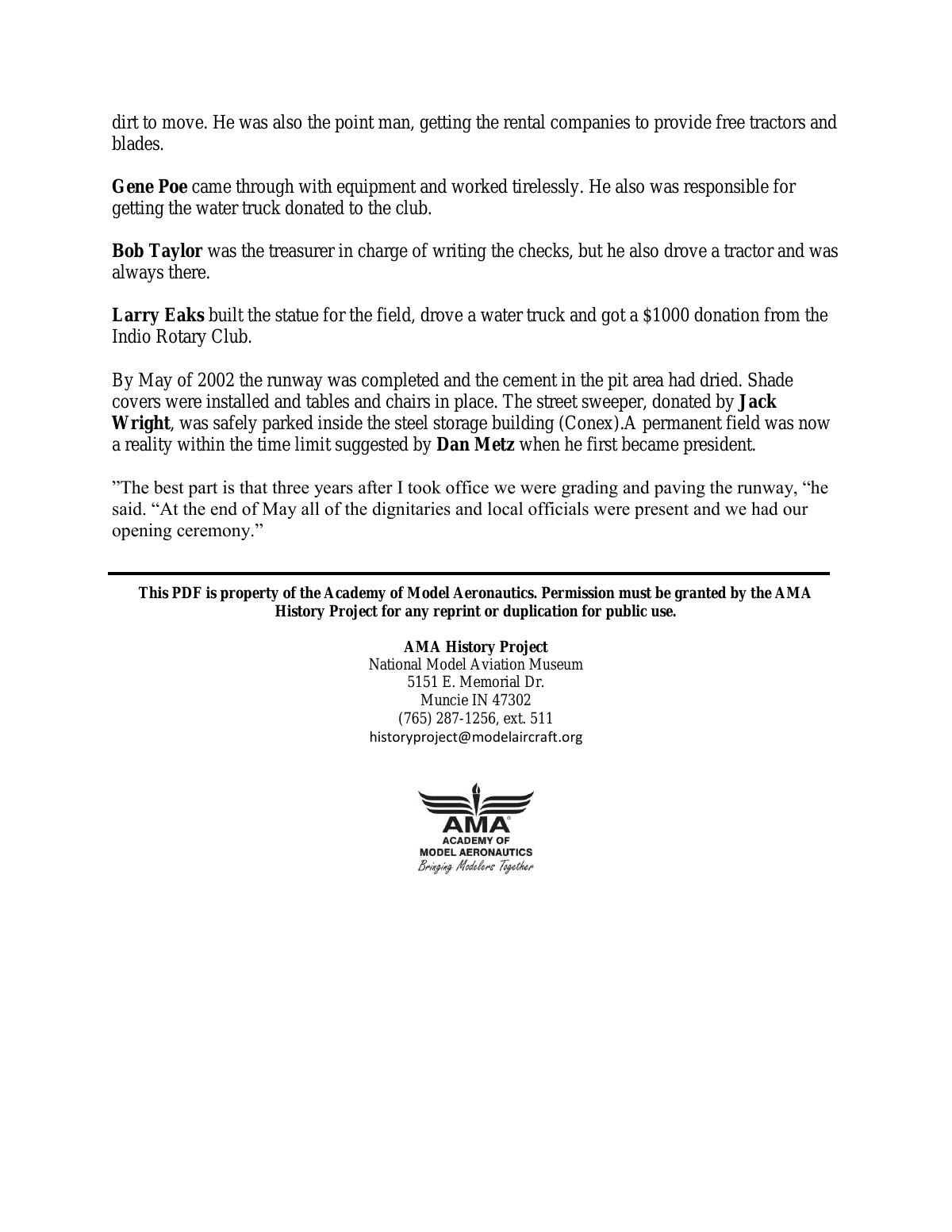 Page 4 of the original history of Coachella Valley Radio Control Club