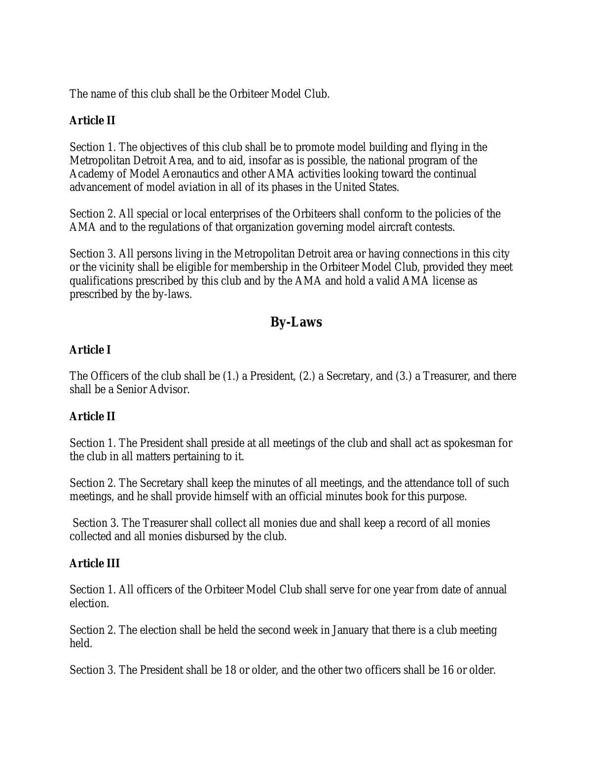Page 3 of the original history of Detroit Orbiteers