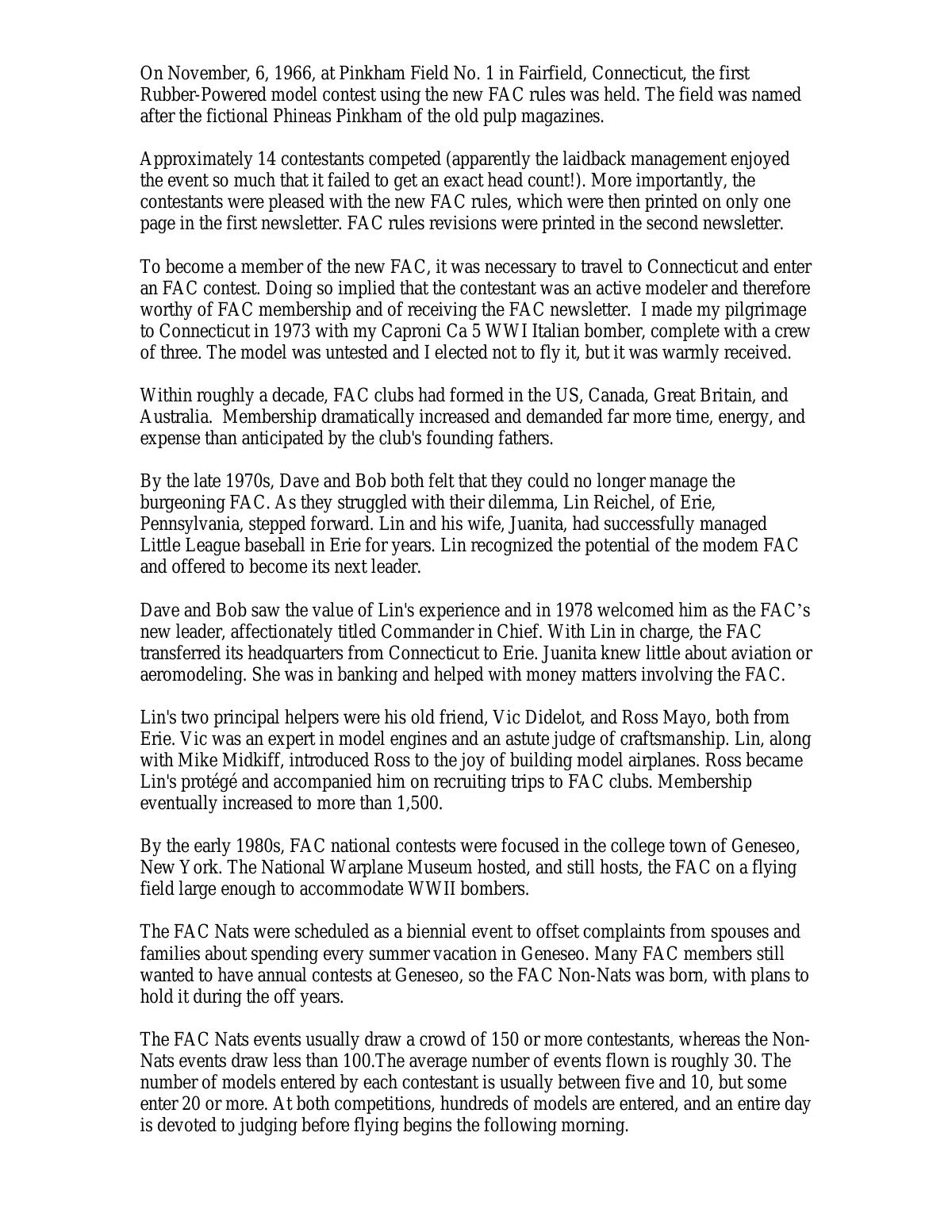 Page 2 of the original history of Flying Aces Club