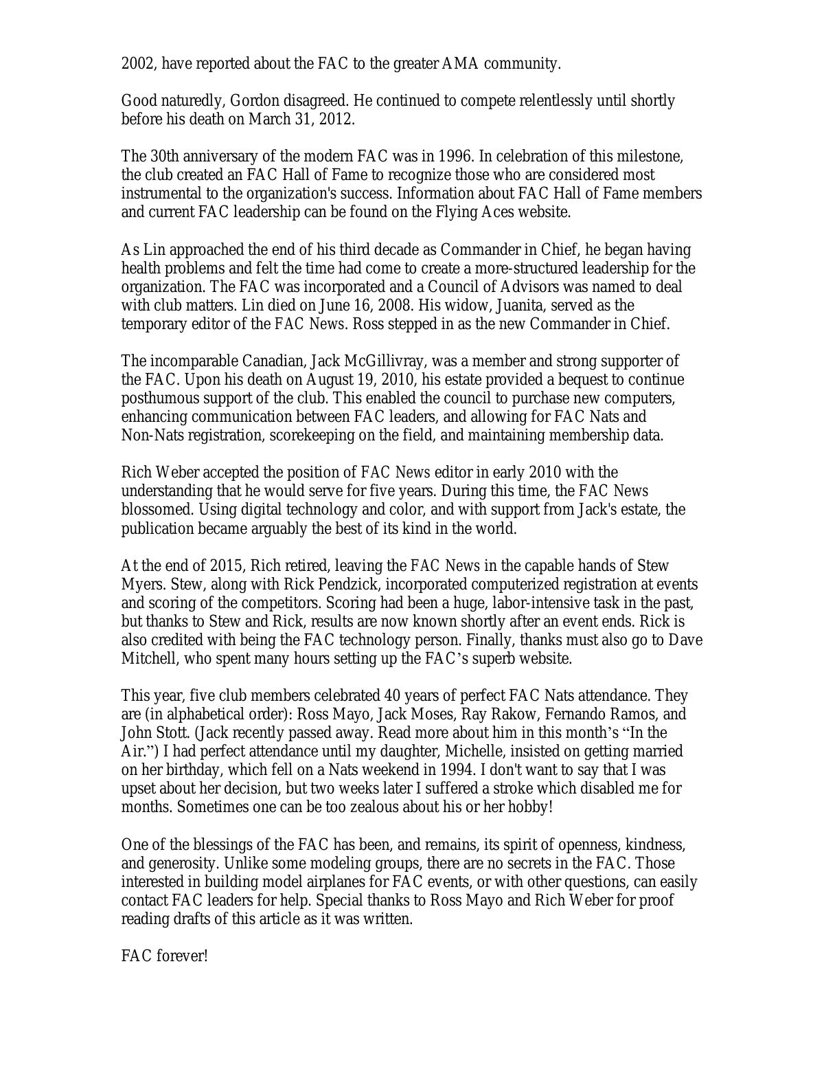 Page 4 of the original history of Flying Aces Club