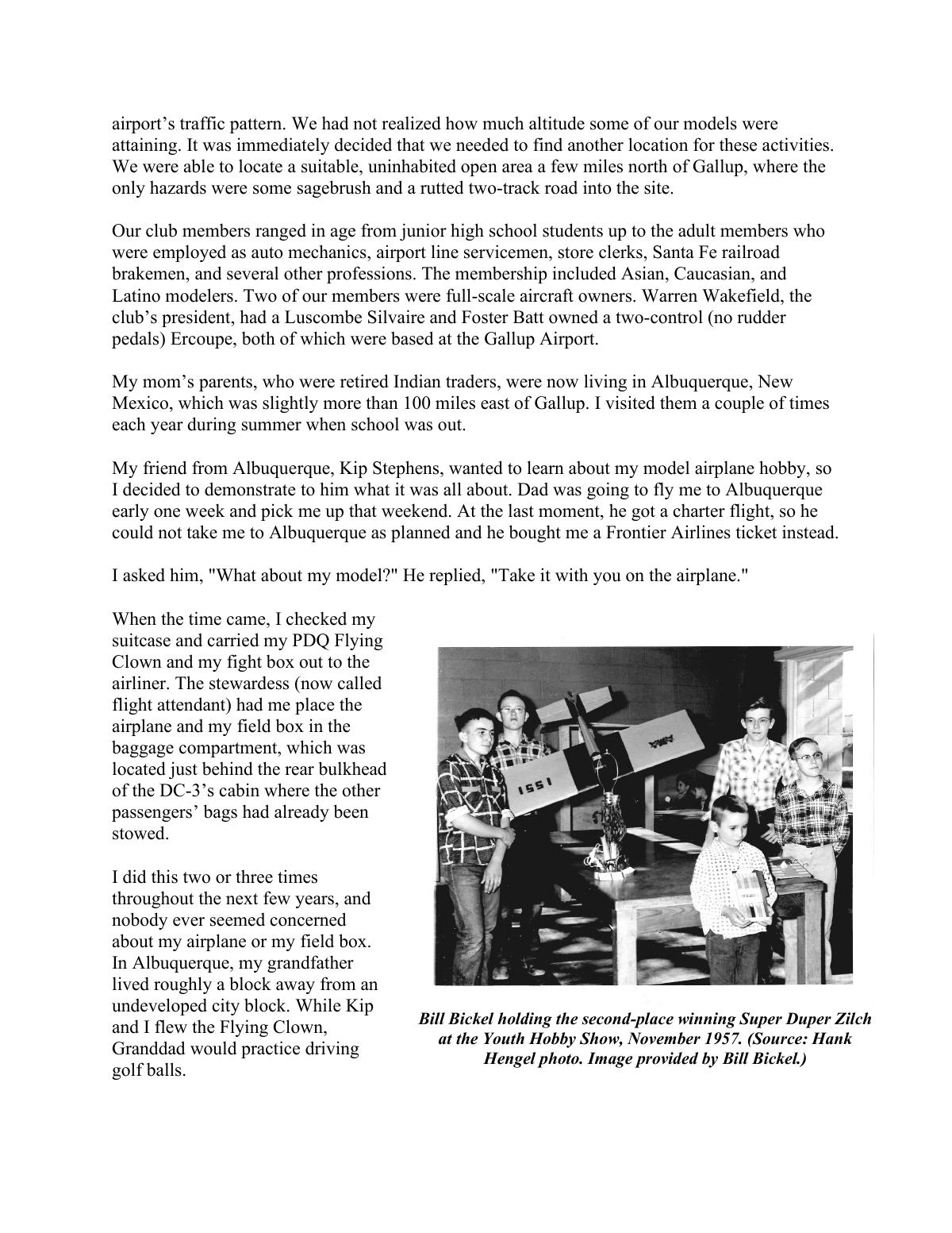 Page 5 of the original history of Gallup Model Airplane Club