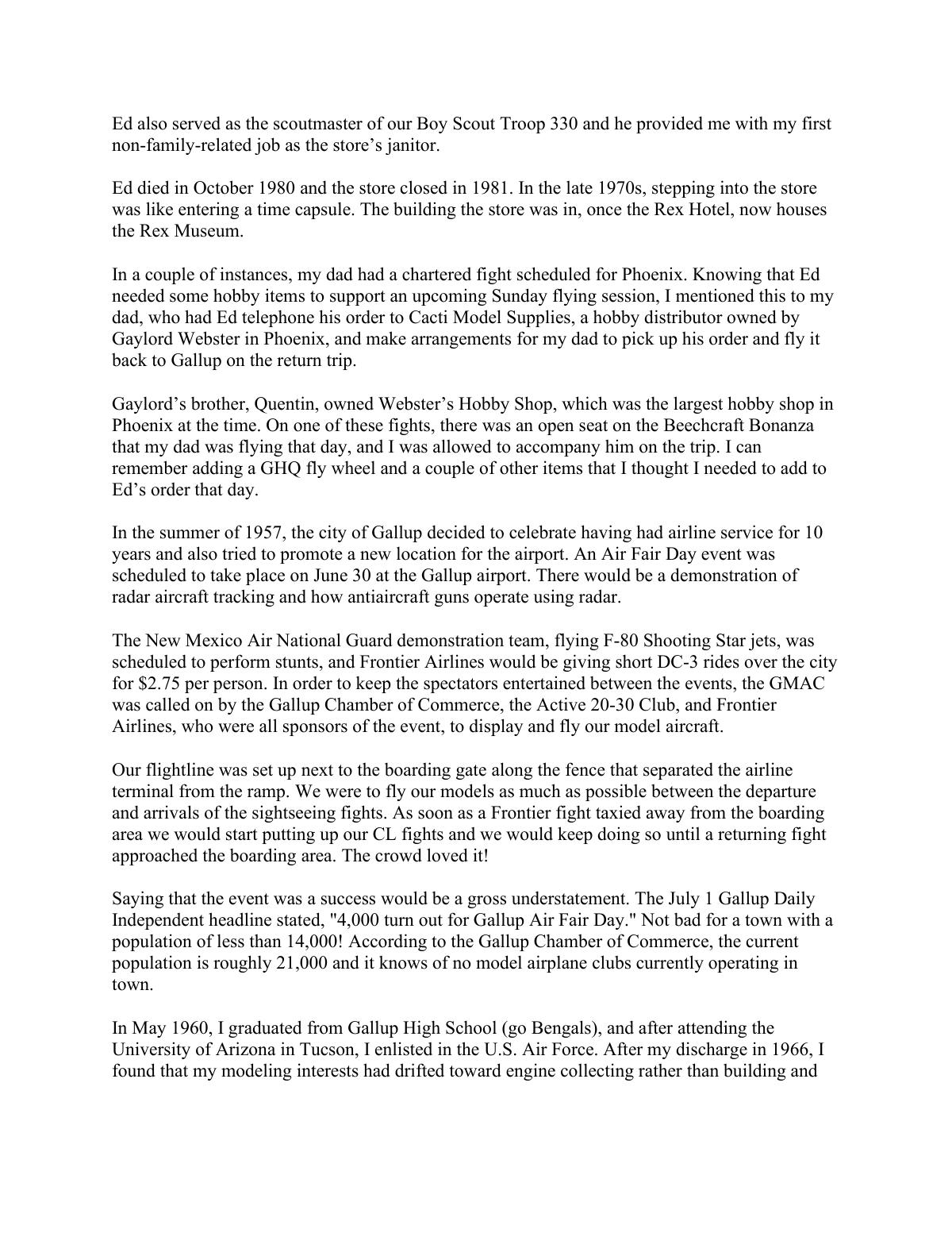 Page 9 of the original history of Gallup Model Airplane Club
