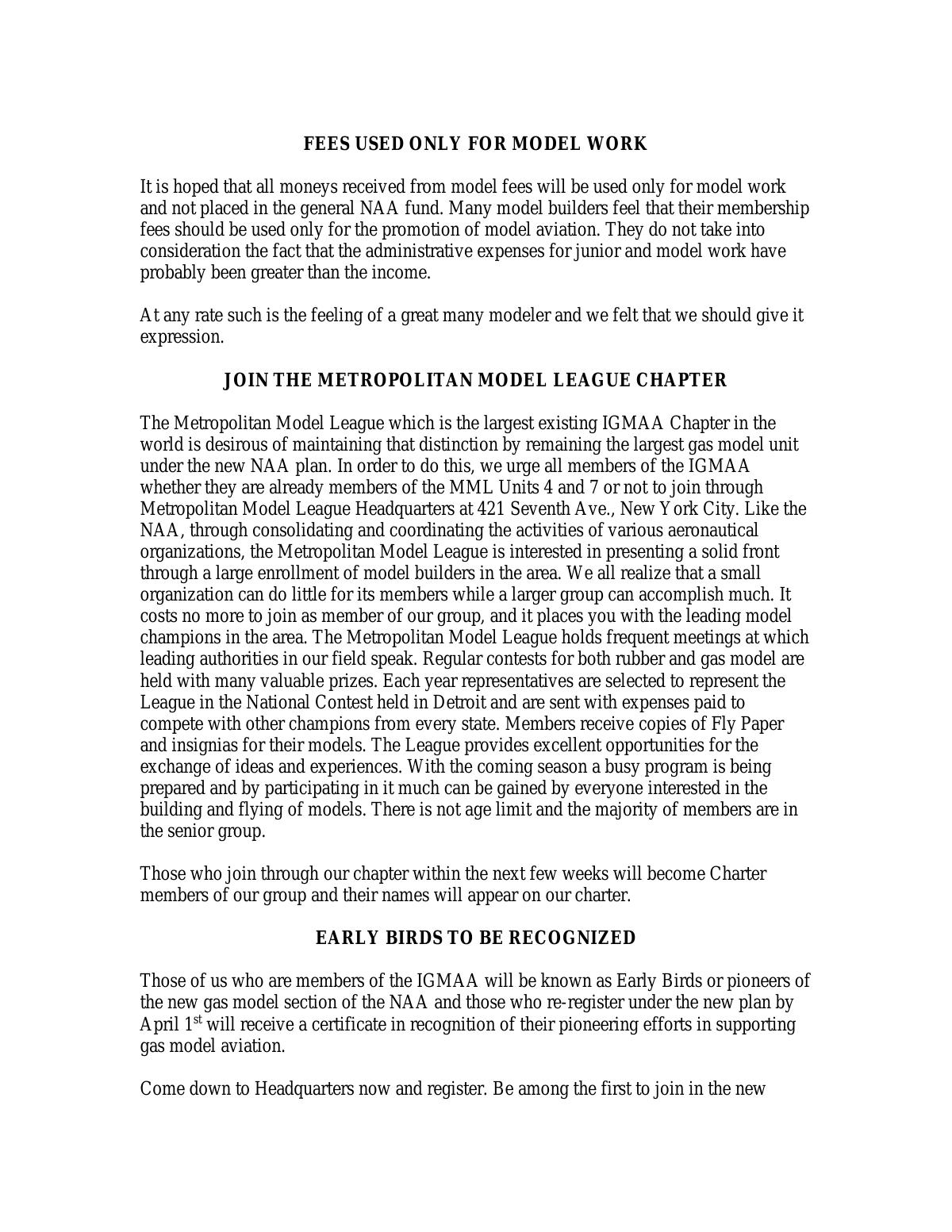Page 5 of the original history of International Gas Model Airplane Association