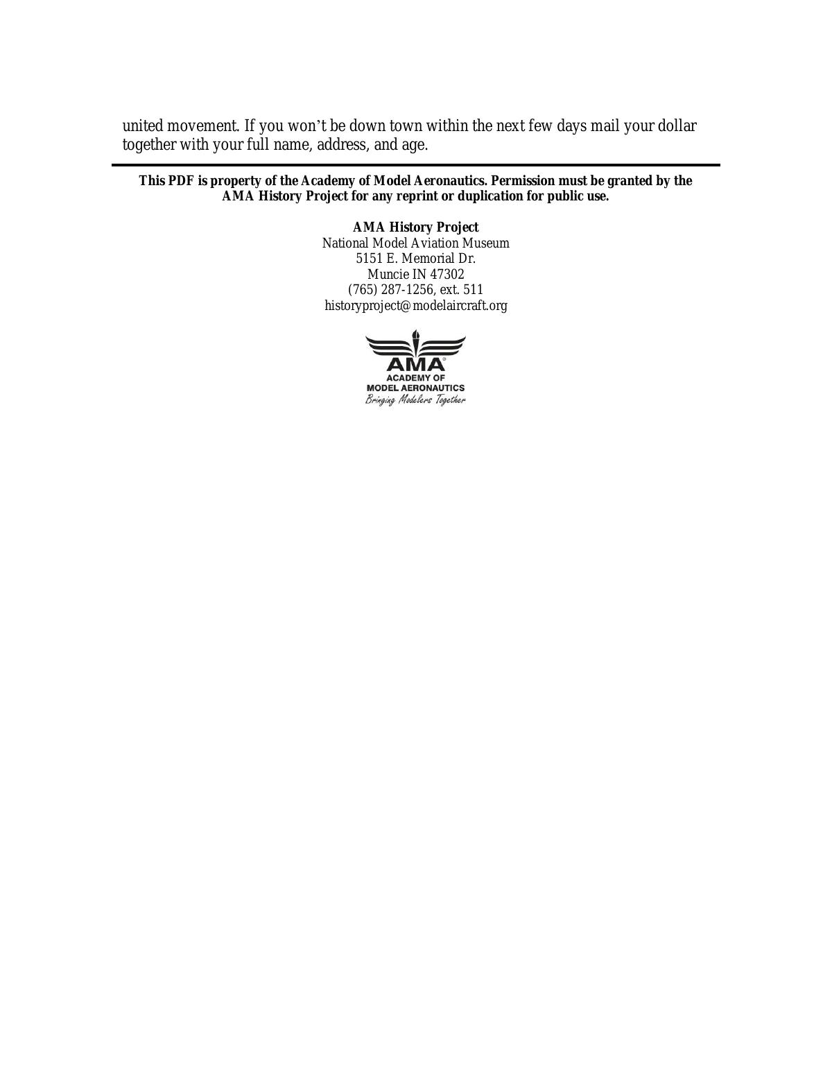 Page 6 of the original history of International Gas Model Airplane Association