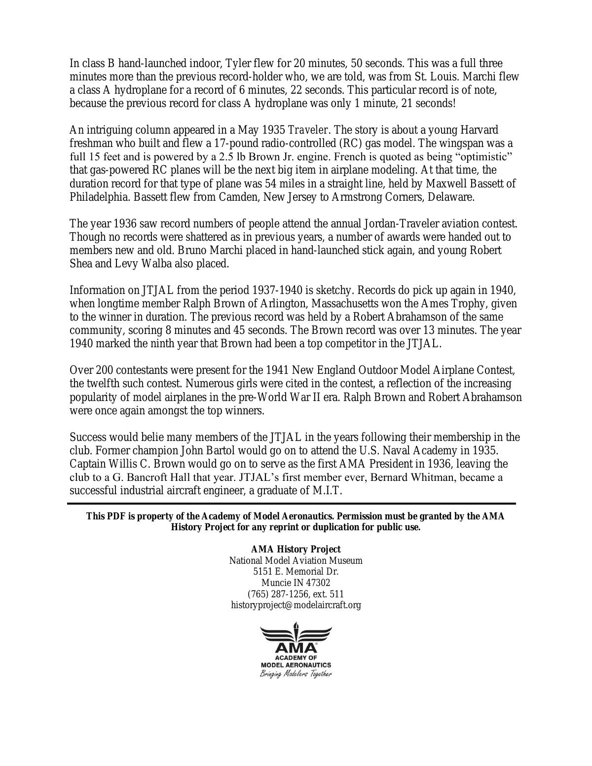 Page 3 of the original history of Jordan Marsh – Boston Traveler Junior Aviation League