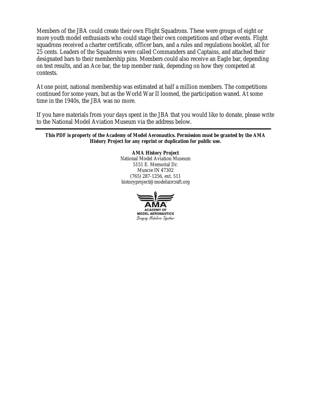 Page 2 of the original history of Junior Birdmen of America