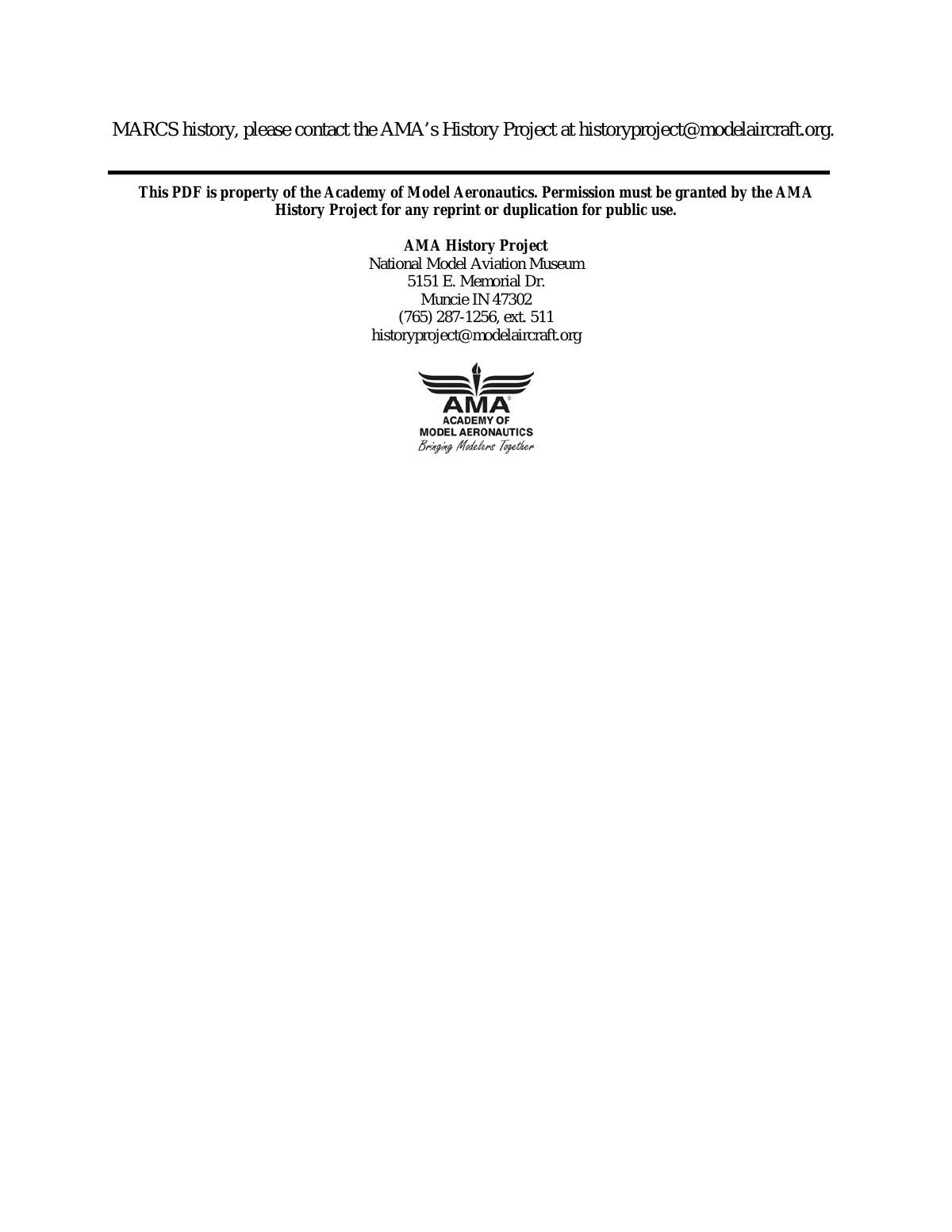 Page 2 of the original history of Madison Area Radio Control Society (MARCS)