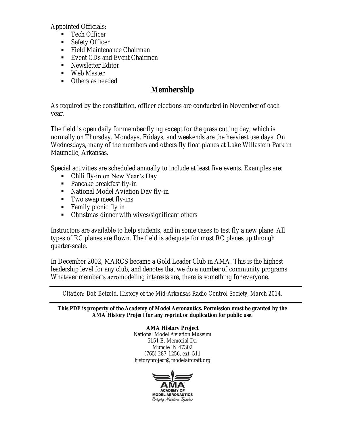 Page 2 of the original history of Mid-Arkansas Radio Control Society (MARCS)