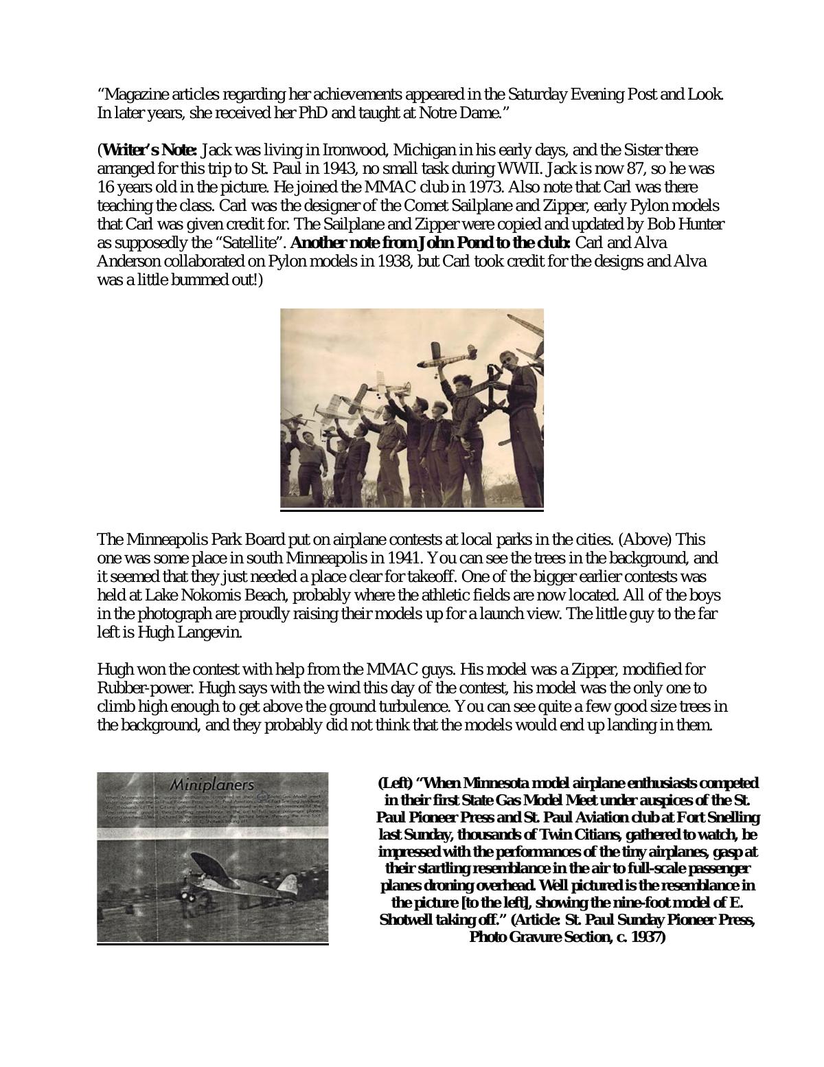 Page 14 of the original history of Minneapolis Model Aero Club (MMAC)