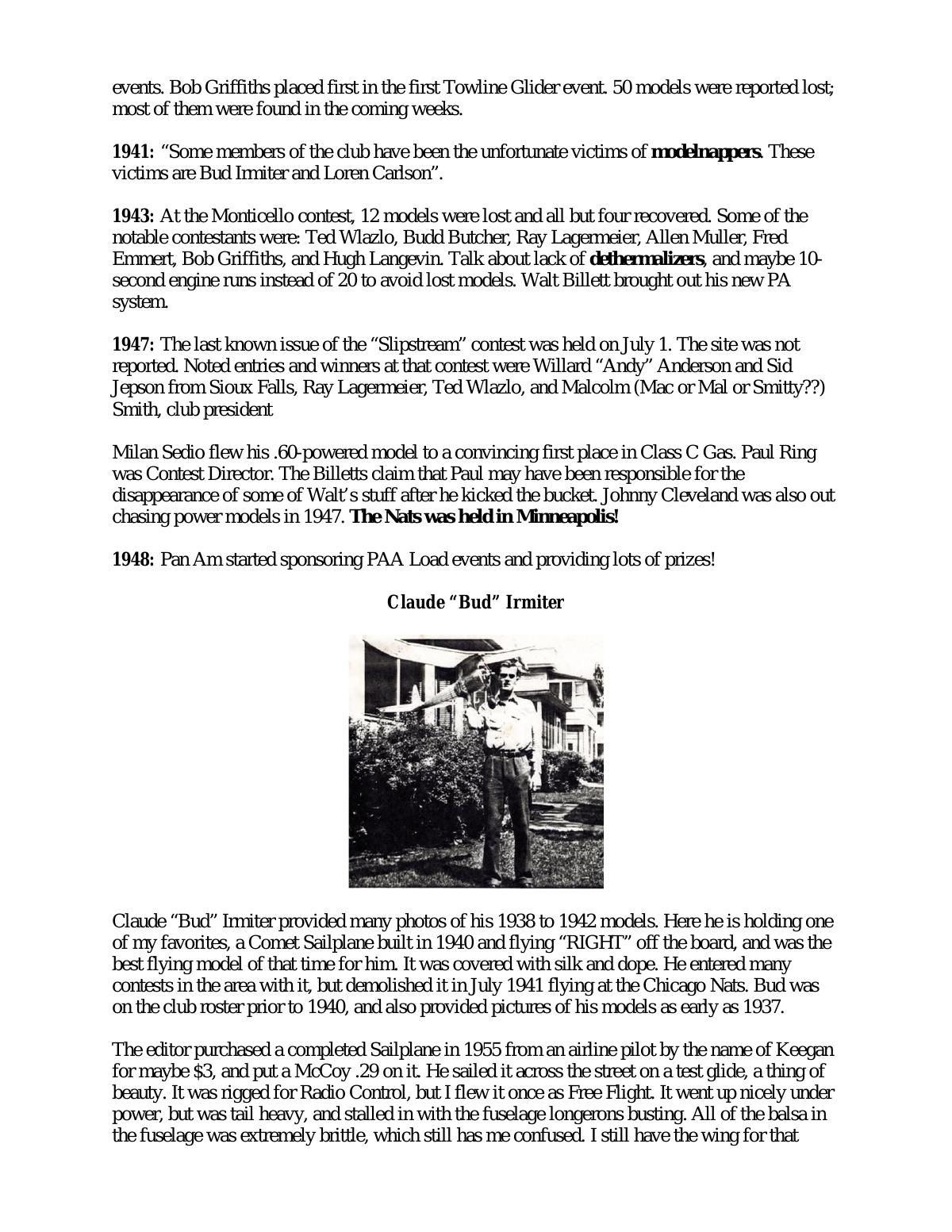 Page 16 of the original history of Minneapolis Model Aero Club (MMAC)