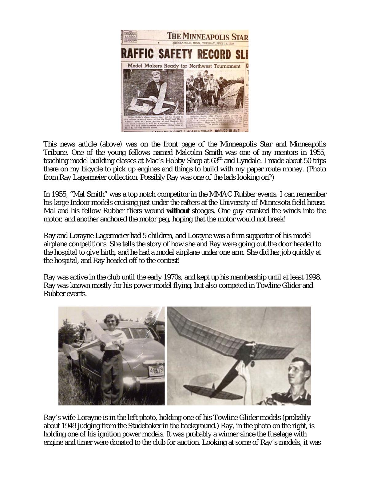 Page 2 of the original history of Minneapolis Model Aero Club (MMAC)