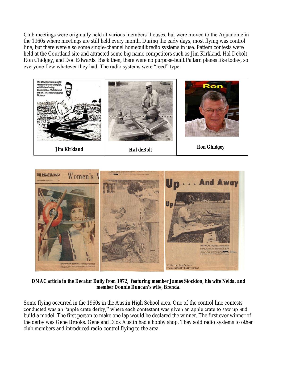 Page 3 of the original history of Model Airplane Club D M A C History Decatur