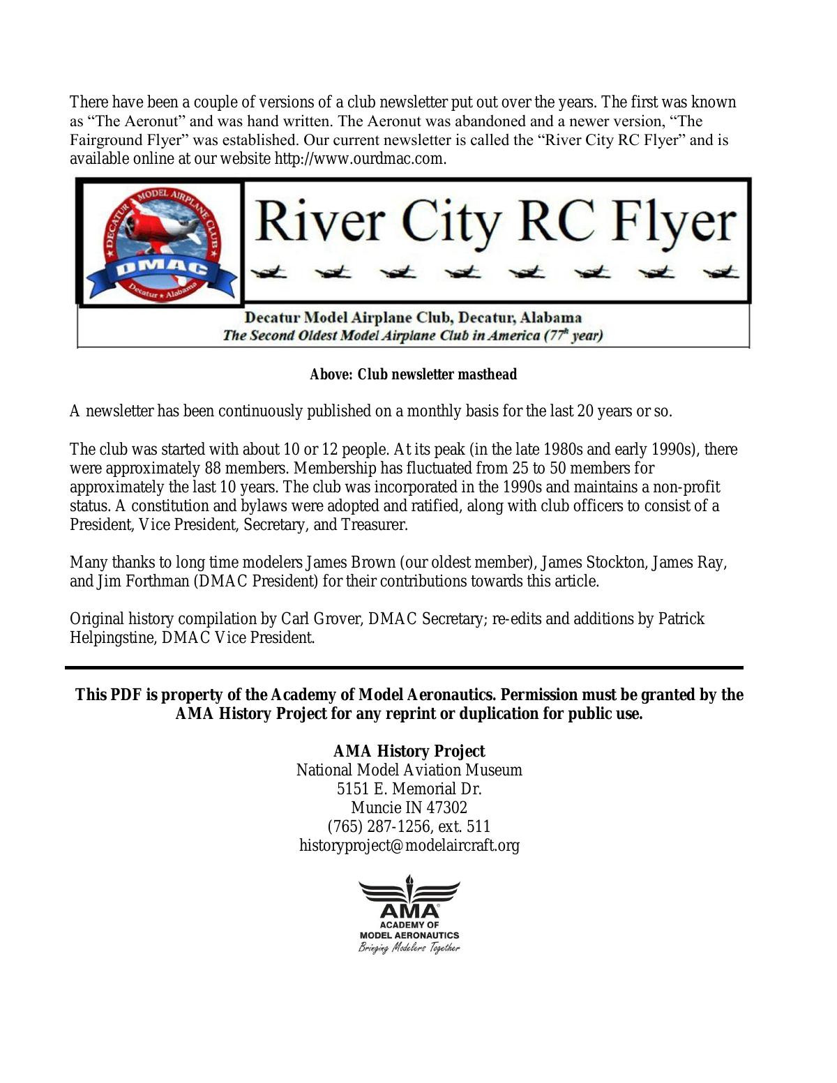 Page 8 of the original history of Model Airplane Club D M A C History Decatur