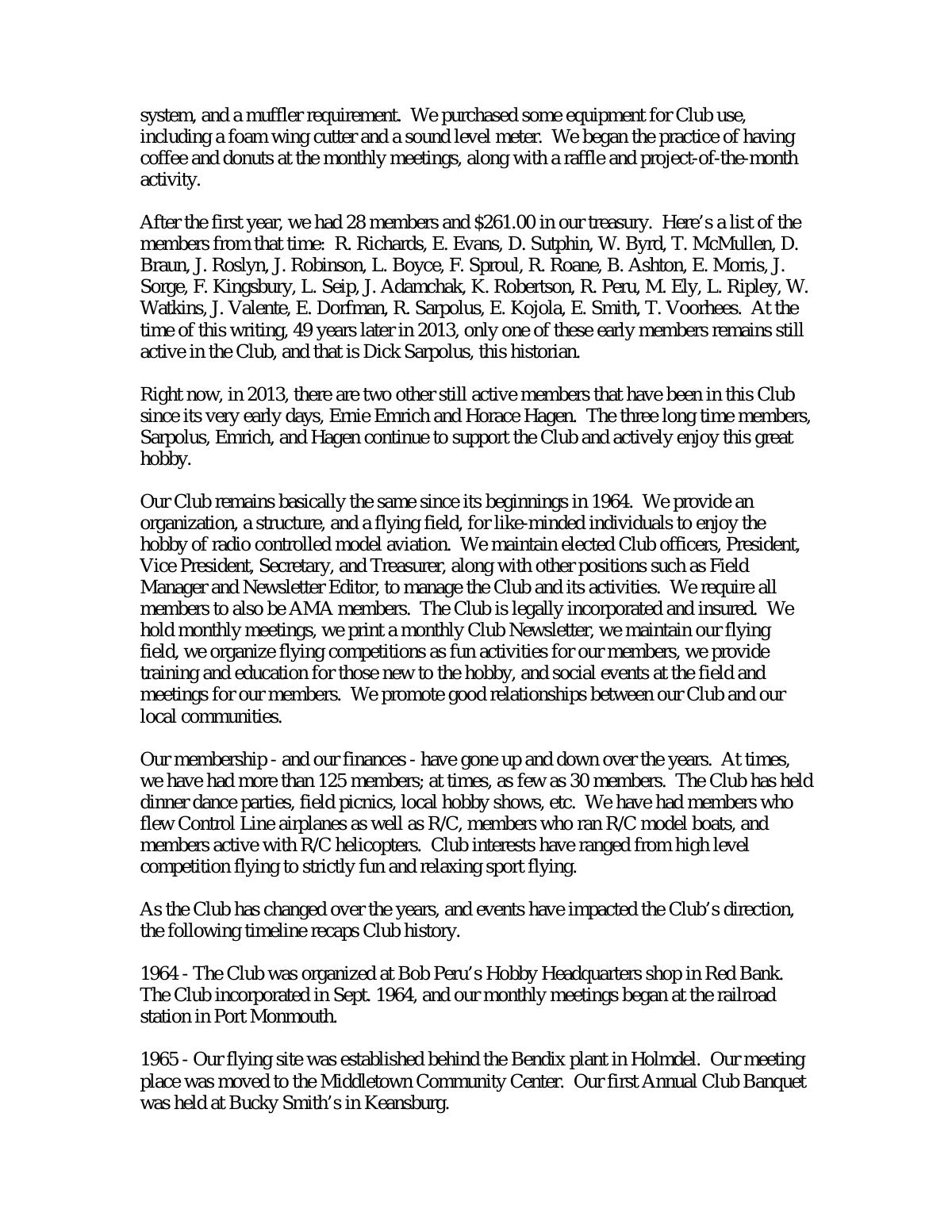 Page 2 of the original history of Monmouth Model Airplane Club