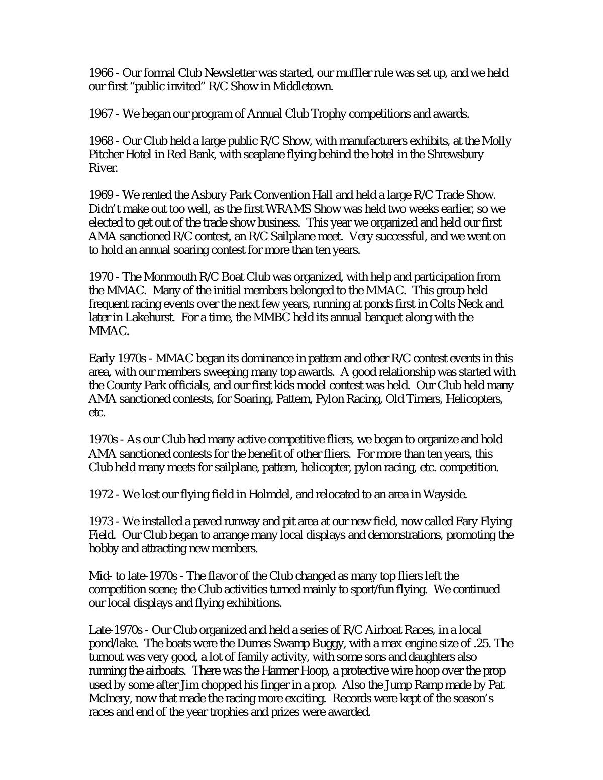 Page 3 of the original history of Monmouth Model Airplane Club