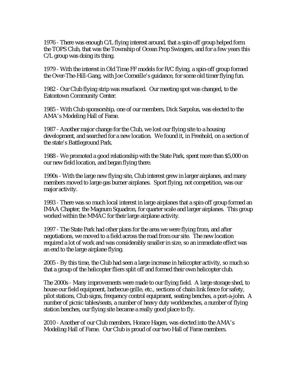 Page 4 of the original history of Monmouth Model Airplane Club
