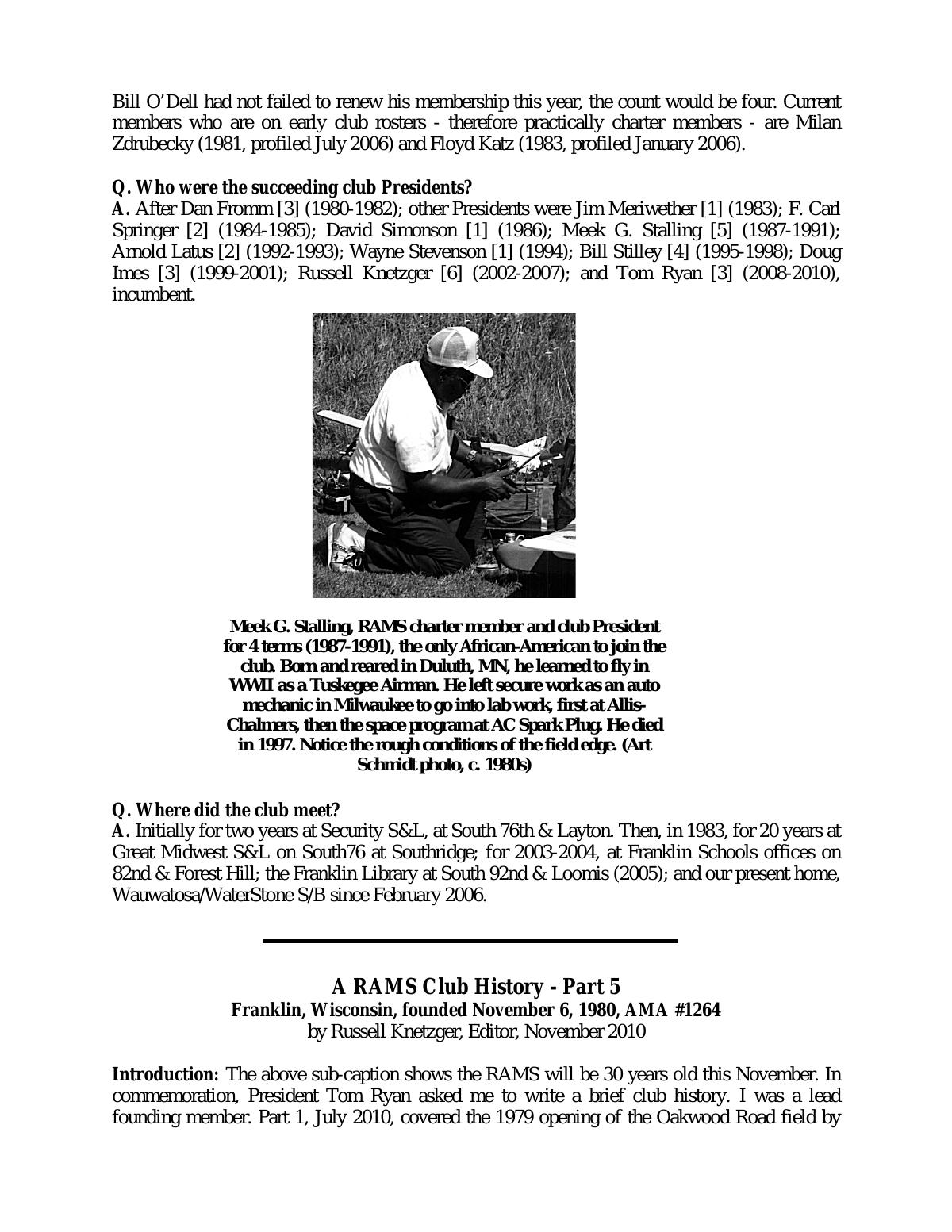 Page 6 of the original history of Rainbow Aero Modelers Society
