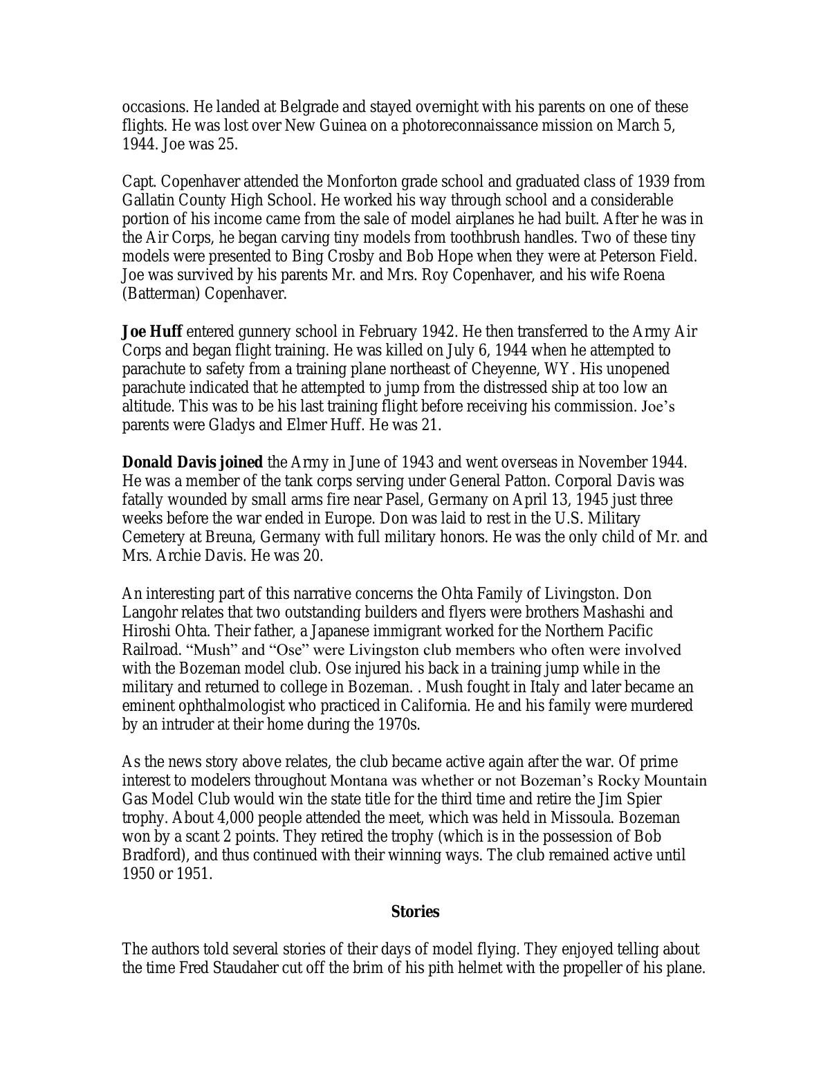 Page 10 of the original history of Rocky Mountain Gas Model Club