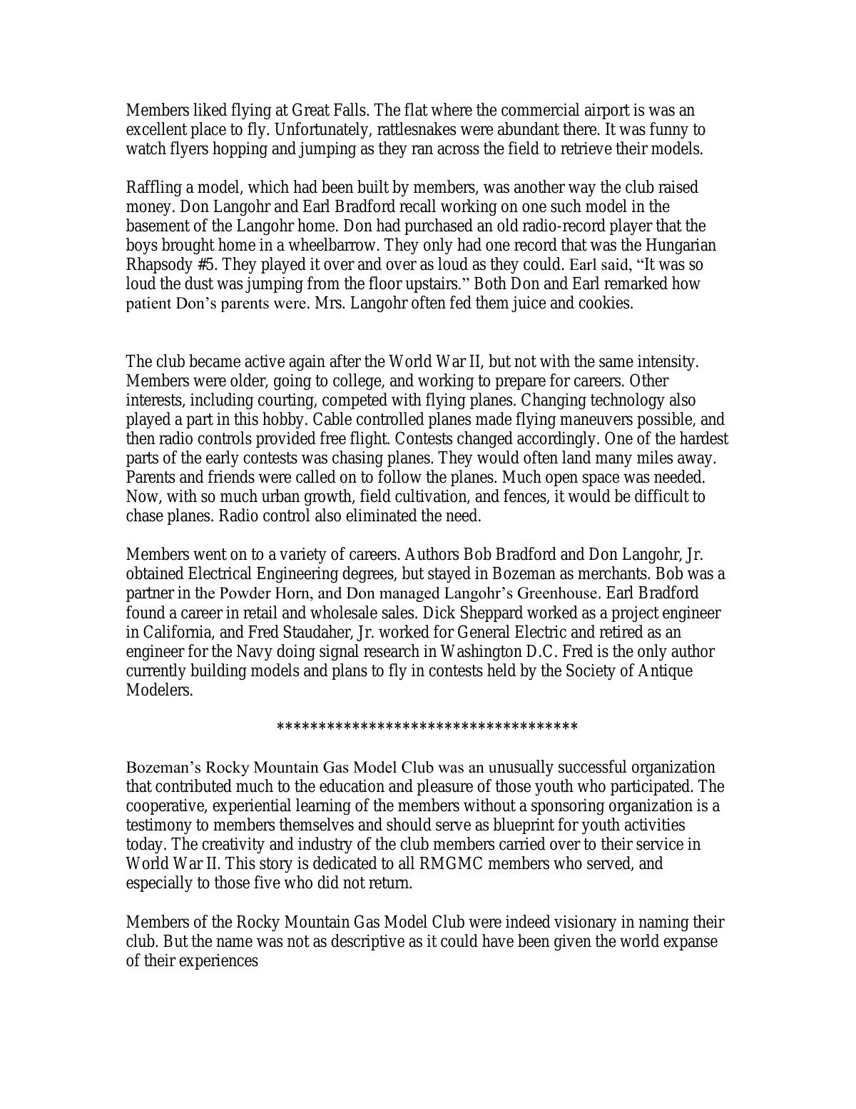 Page 12 of the original history of Rocky Mountain Gas Model Club