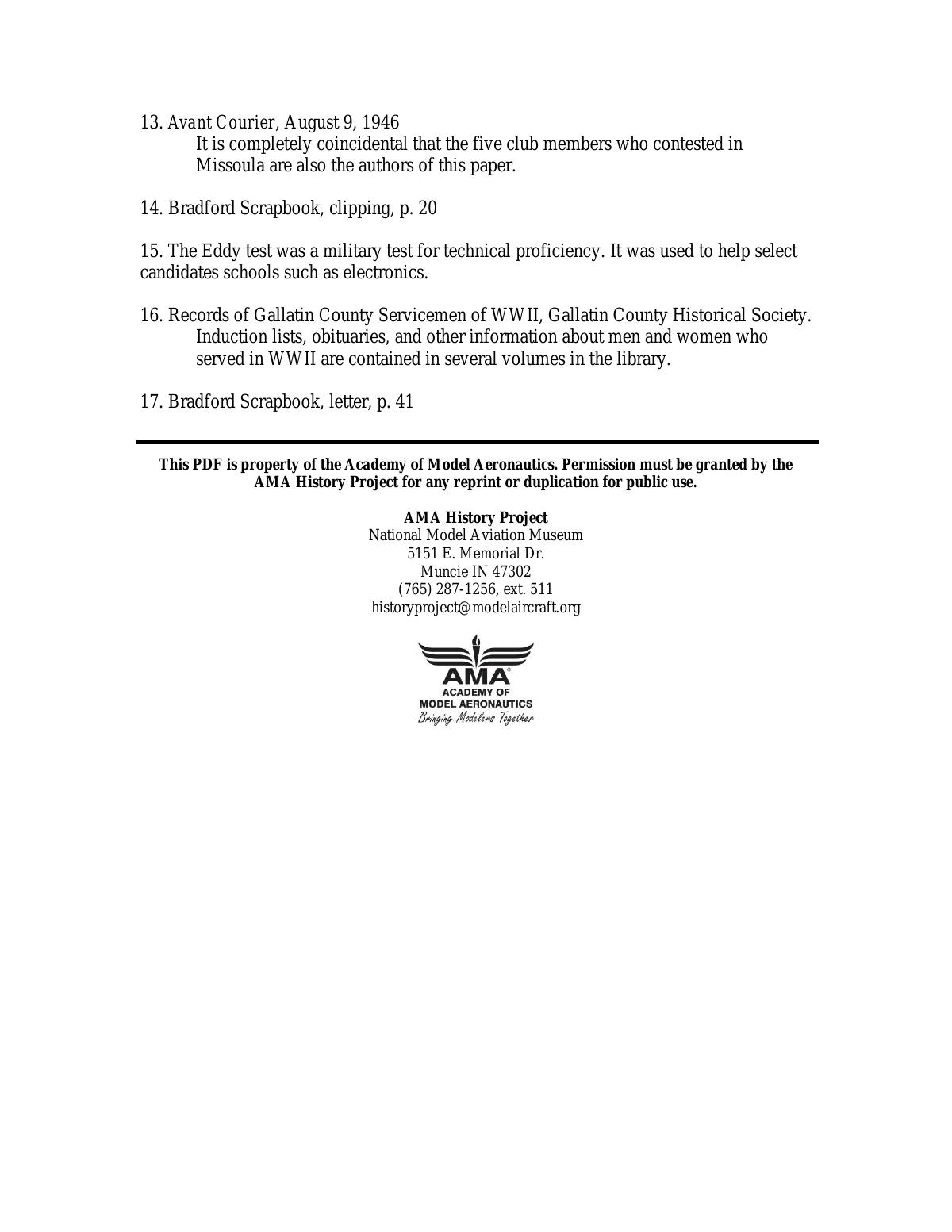 Page 14 of the original history of Rocky Mountain Gas Model Club