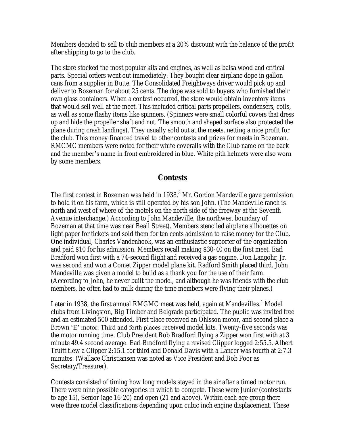 Page 3 of the original history of Rocky Mountain Gas Model Club