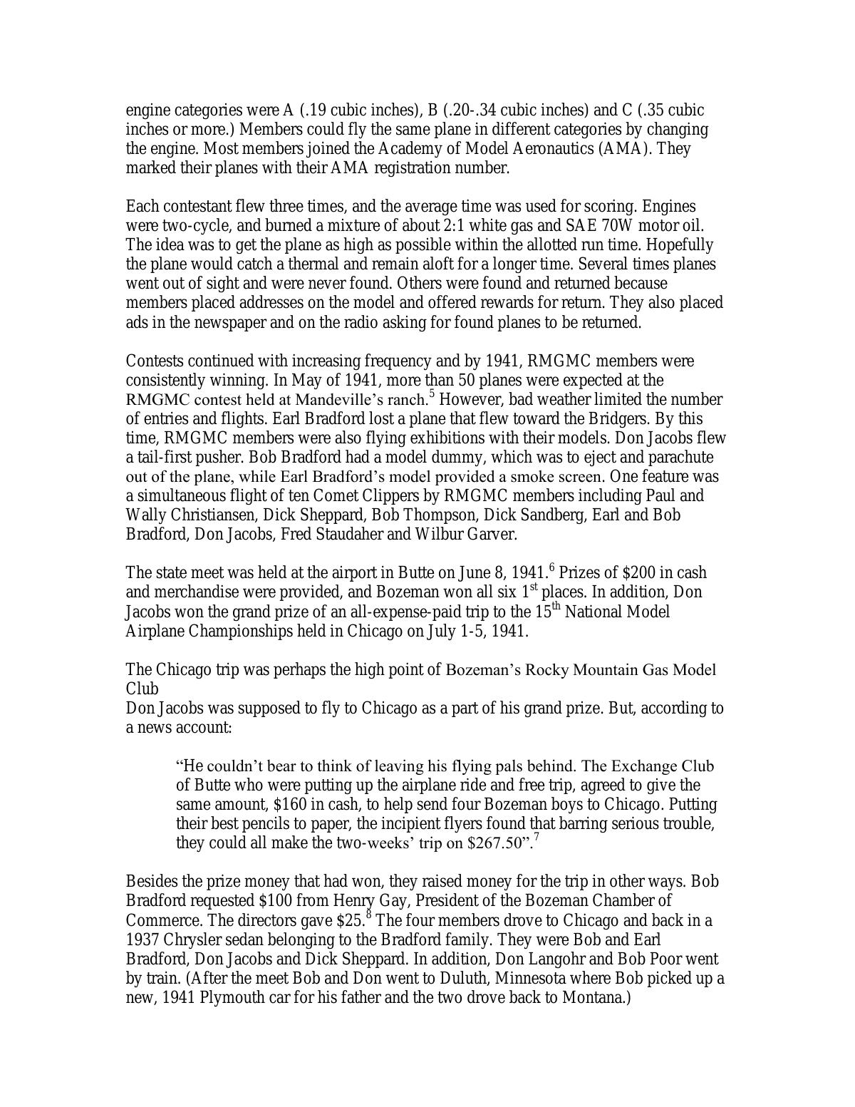 Page 4 of the original history of Rocky Mountain Gas Model Club