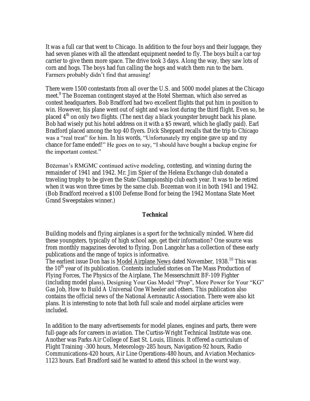Page 5 of the original history of Rocky Mountain Gas Model Club