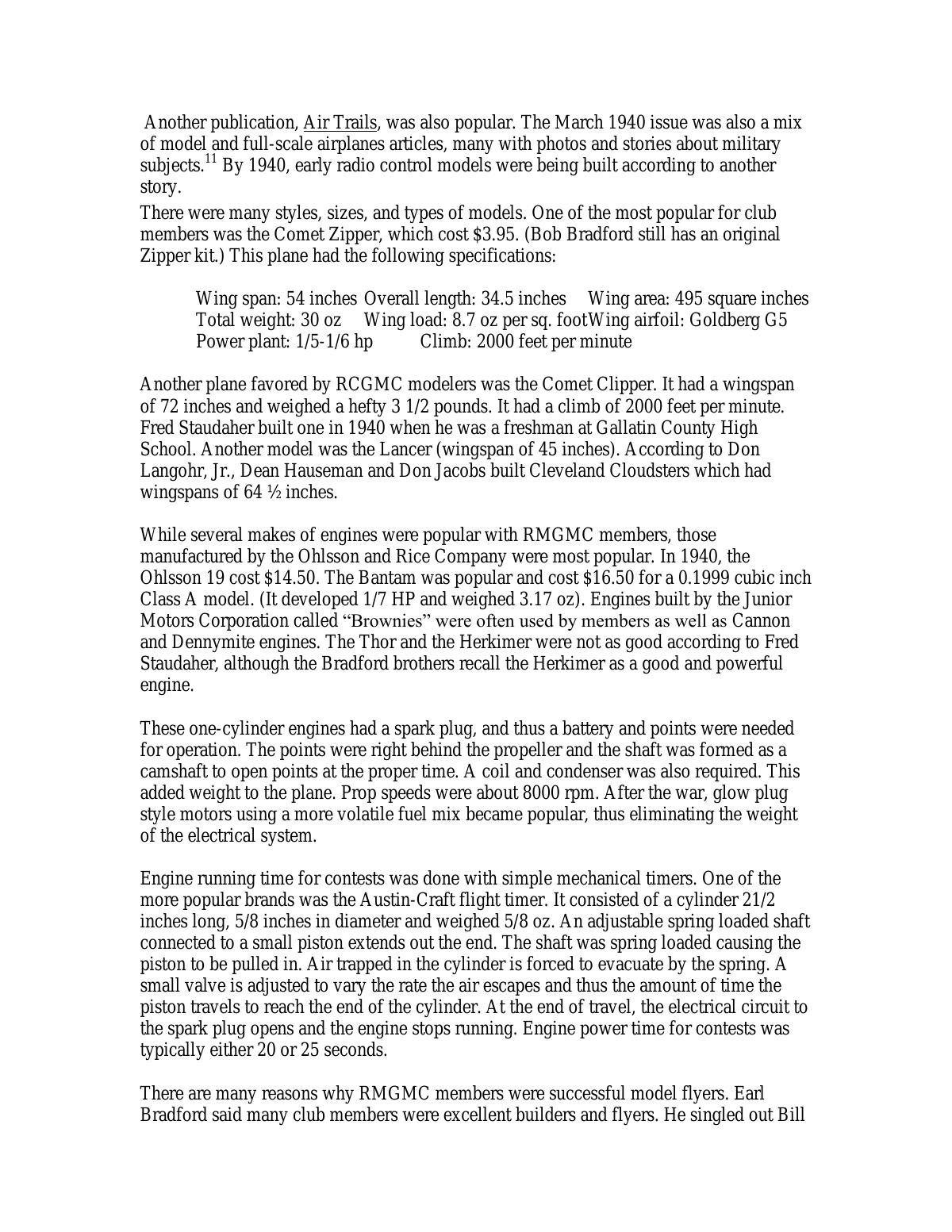 Page 6 of the original history of Rocky Mountain Gas Model Club