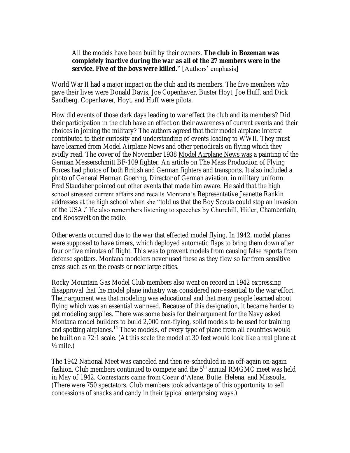 Page 8 of the original history of Rocky Mountain Gas Model Club