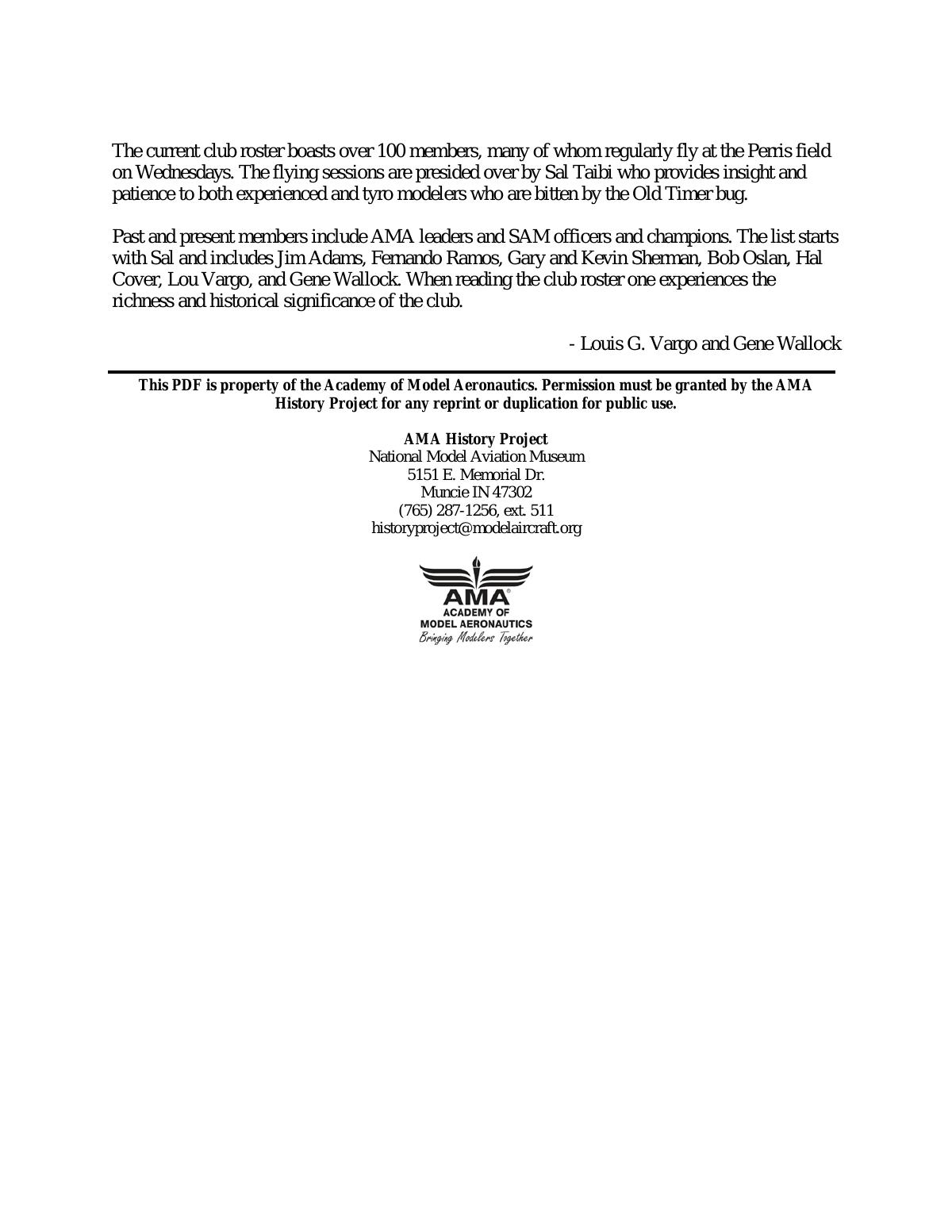 Page 2 of the original history of Southern California Antique Model Plane Society (SCAMPS)