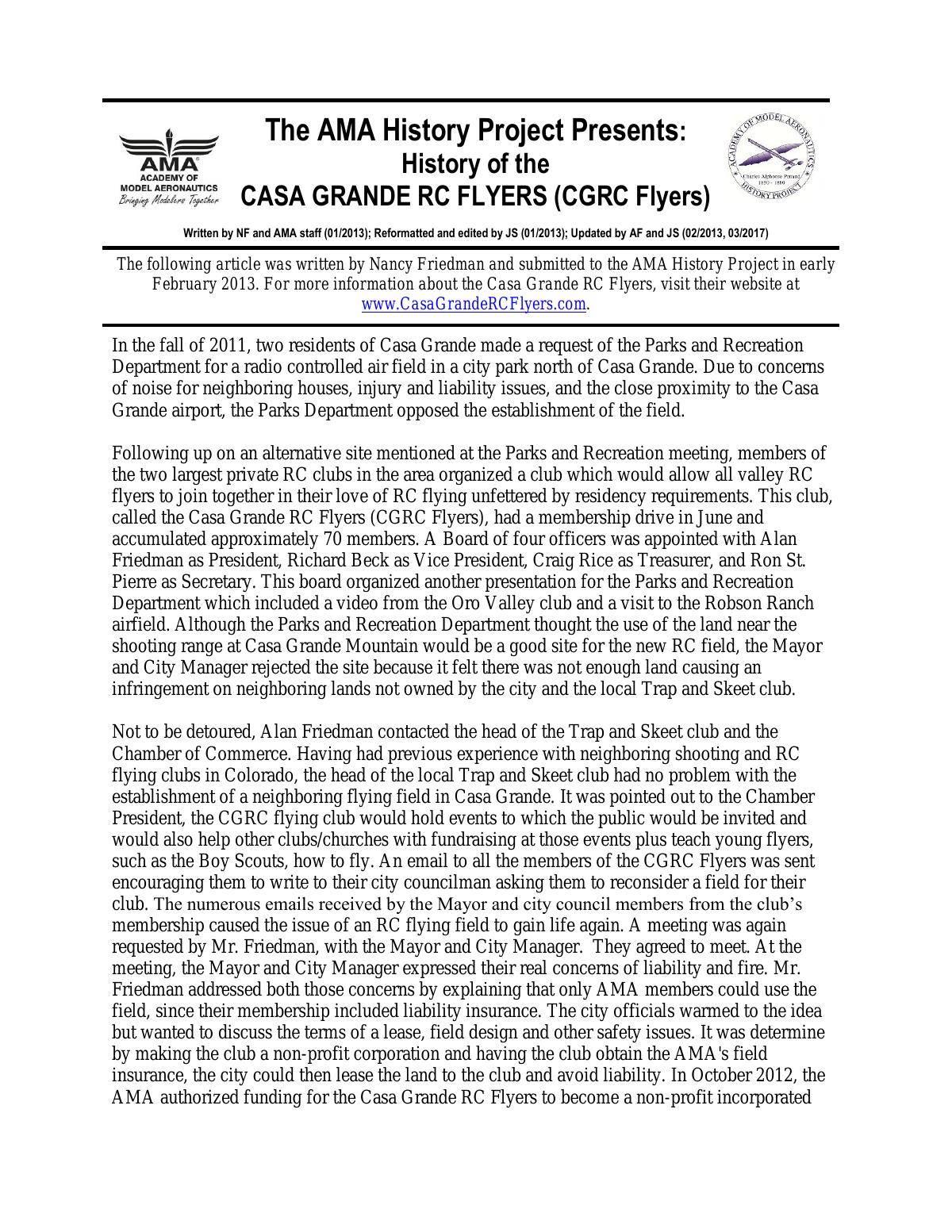 Page 1 of the original history of the