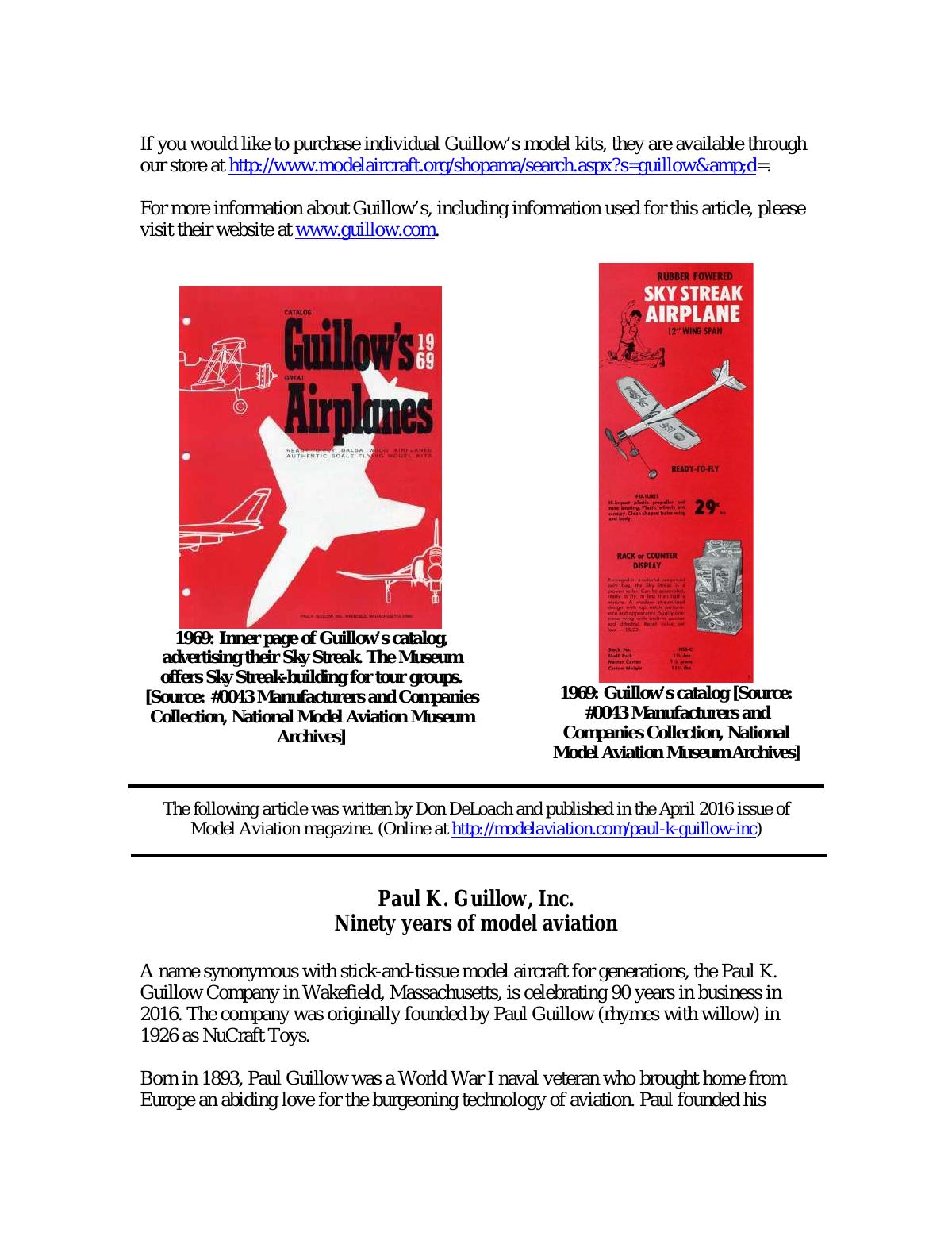 Page 2 of the original history of Paul K. and Gertrude Guillow and Guillow’s (Paul K. Guillow, Incorporated)