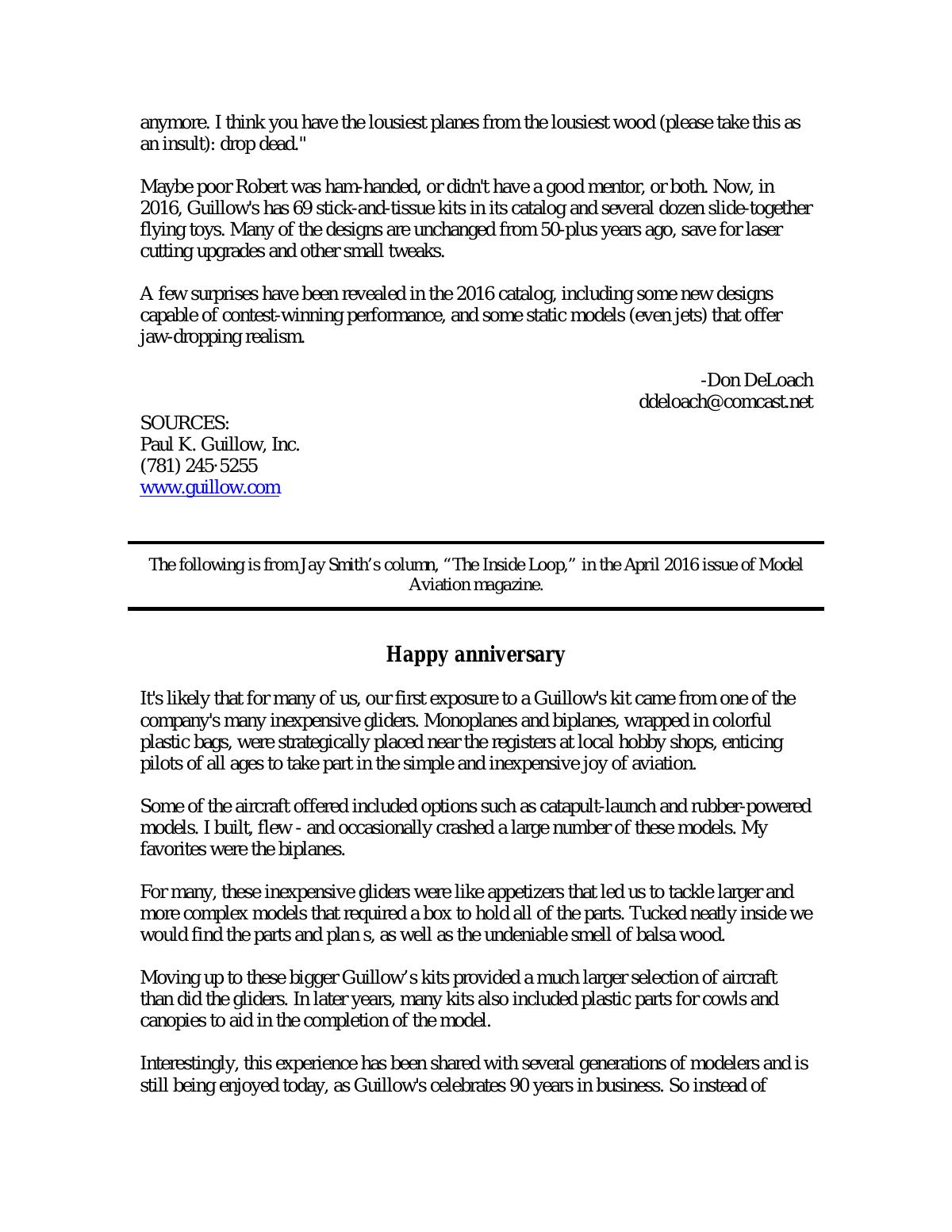 Page 4 of the original history of Paul K. and Gertrude Guillow and Guillow’s (Paul K. Guillow, Incorporated)