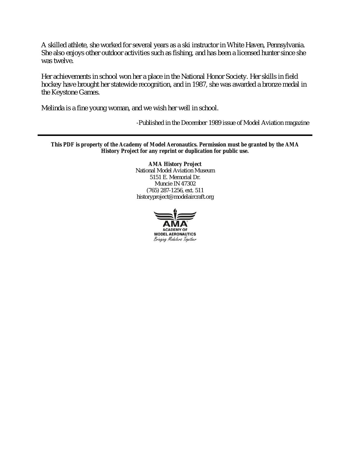 Page 2 of the original biography of Melinda Leigh Anderson