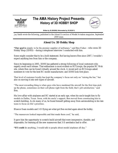 First page of 3D Hobby Shop
