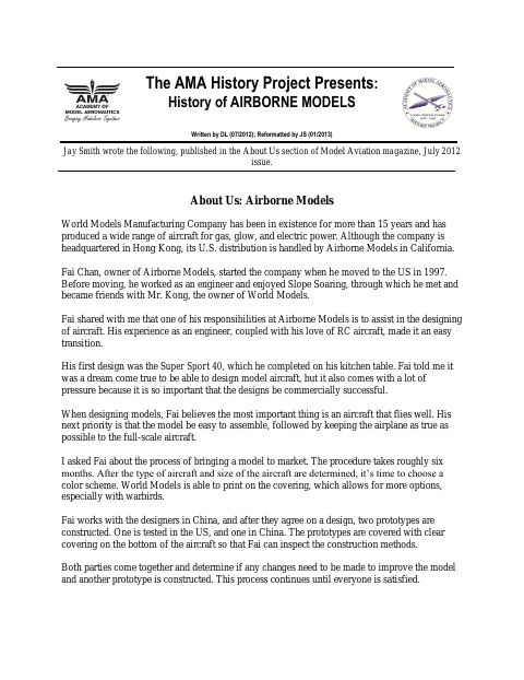 First page of Airborne Models