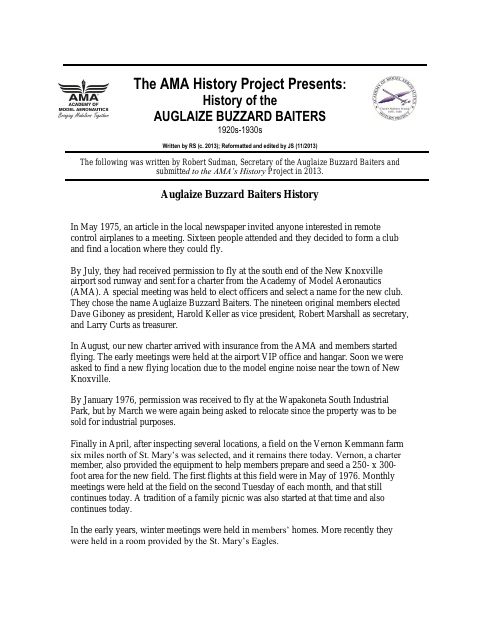 First page of Auglaize Buzzard Baiter's Radio Control Flying Club