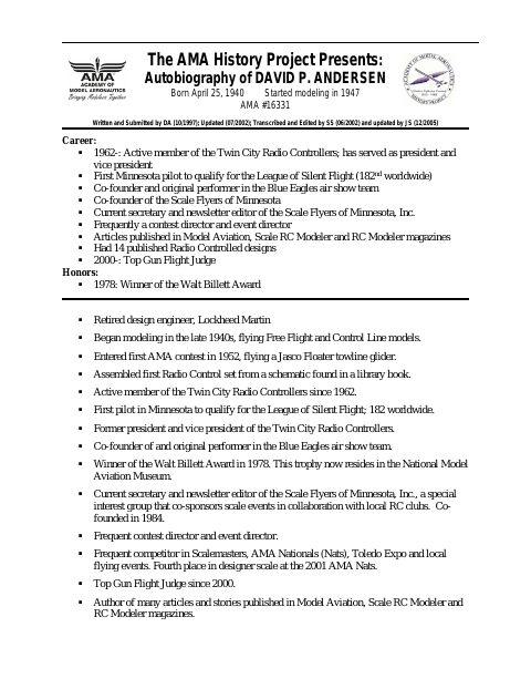 First page of David P. Andersen