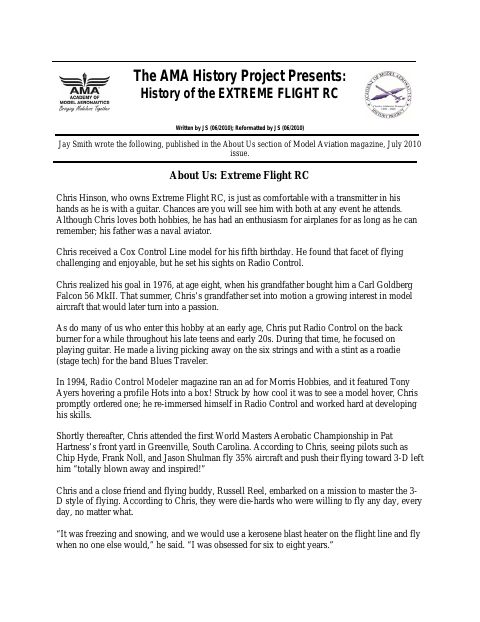 First page of Extreme Flight RC