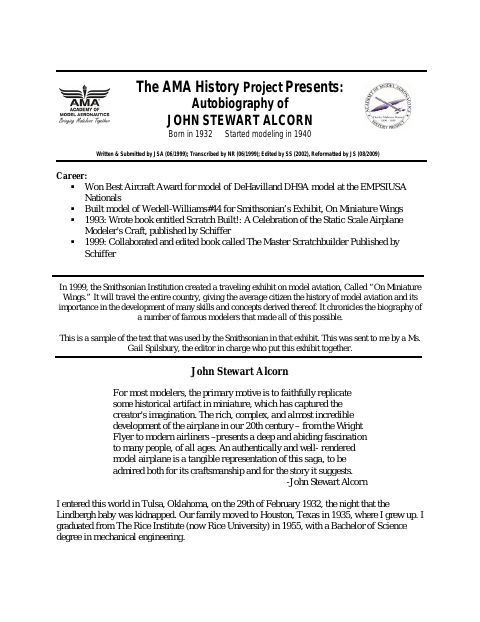 First page of John Stewart Alcorn