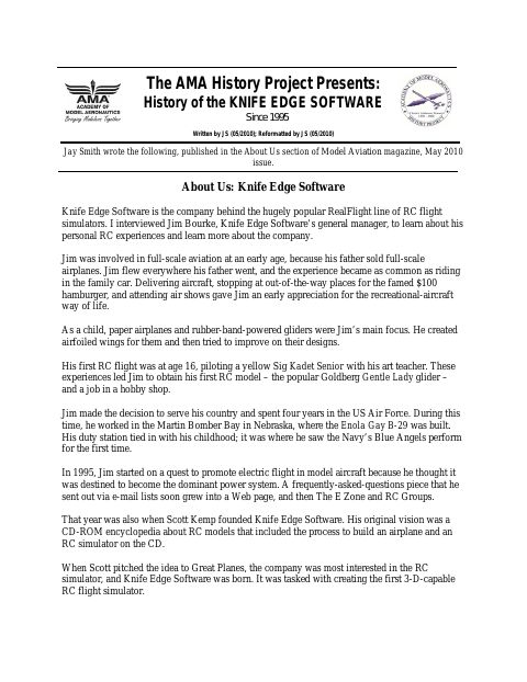 First page of Knife Edge Software