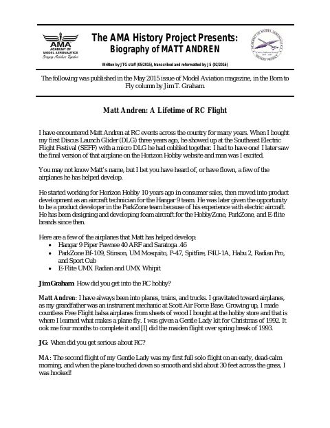 First page of Matt Andren