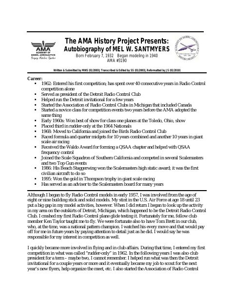 First page of Mel W. Santmyers