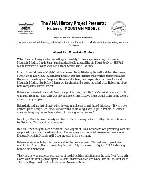 First page of Mountain Models