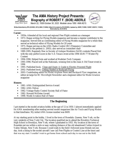 First page of Robert F Aberle
